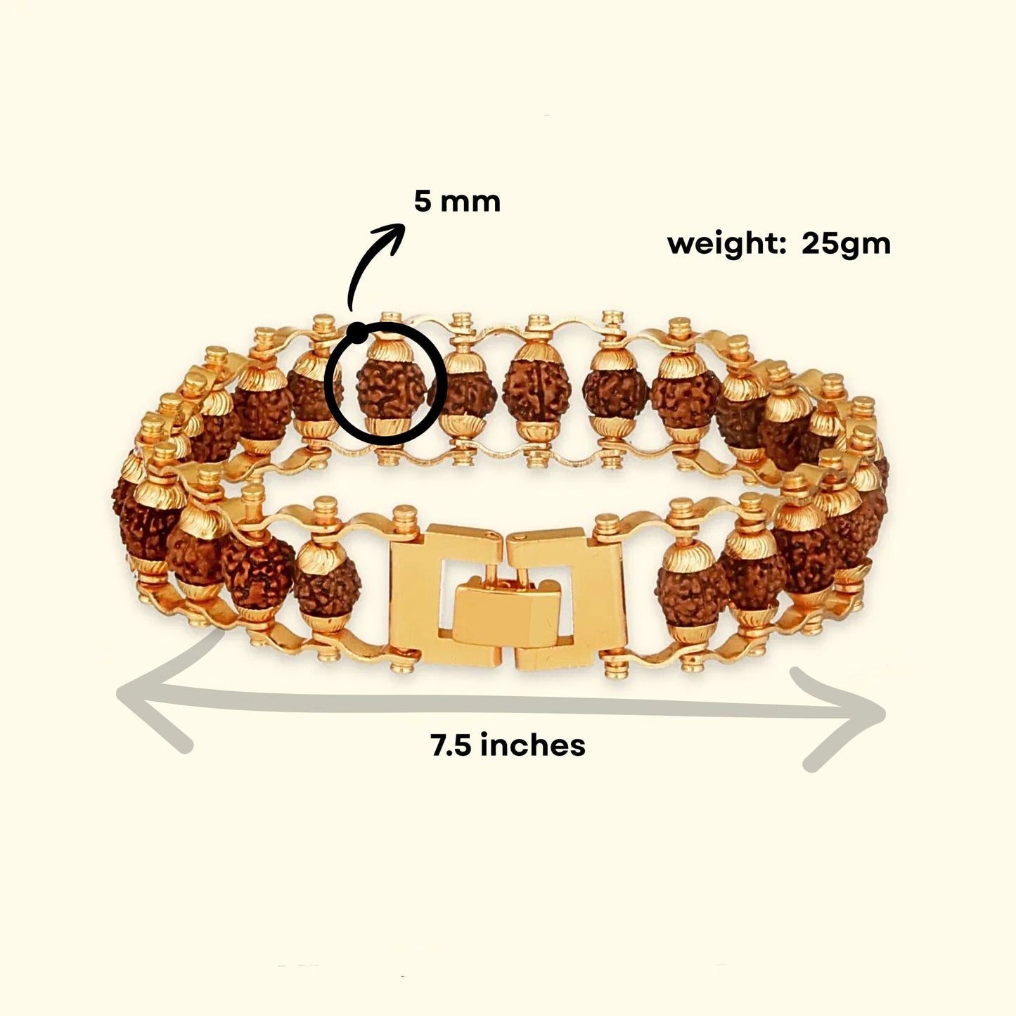 Gold Plated Rudraksha Bracelet — Asli 5 Mukhi | Poojam
