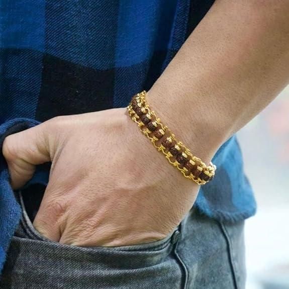 Gold Plated Modern Rudraksha Bracelet