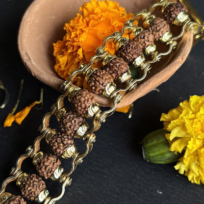 Gold Plated Rudraksha Bracelet —  Asli 5 Mukhi | Poojam