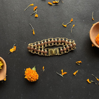 Gold Plated Rudraksha Bracelet —  Asli 5 Mukhi | Poojam