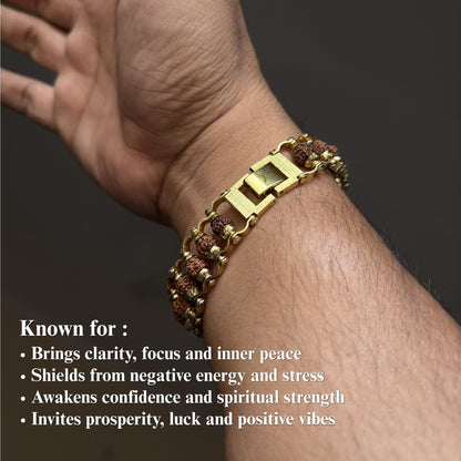 Gold Plated Rudraksha Bracelet —  Asli 5 Mukhi | Poojam