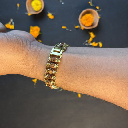 Gold Plated Rudraksha Bracelet —  Asli 5 Mukhi | Poojam